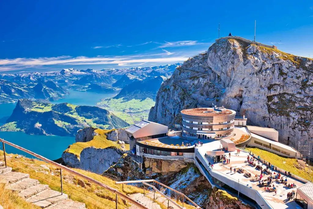 Pilatus mountain peak and Lucerne lake view
